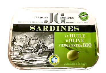 Sardinen in nativem Bio-Olivenöl 115 gr von Jacques Gonidec